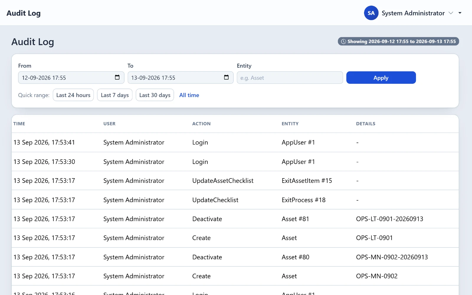 OpsPane audit log