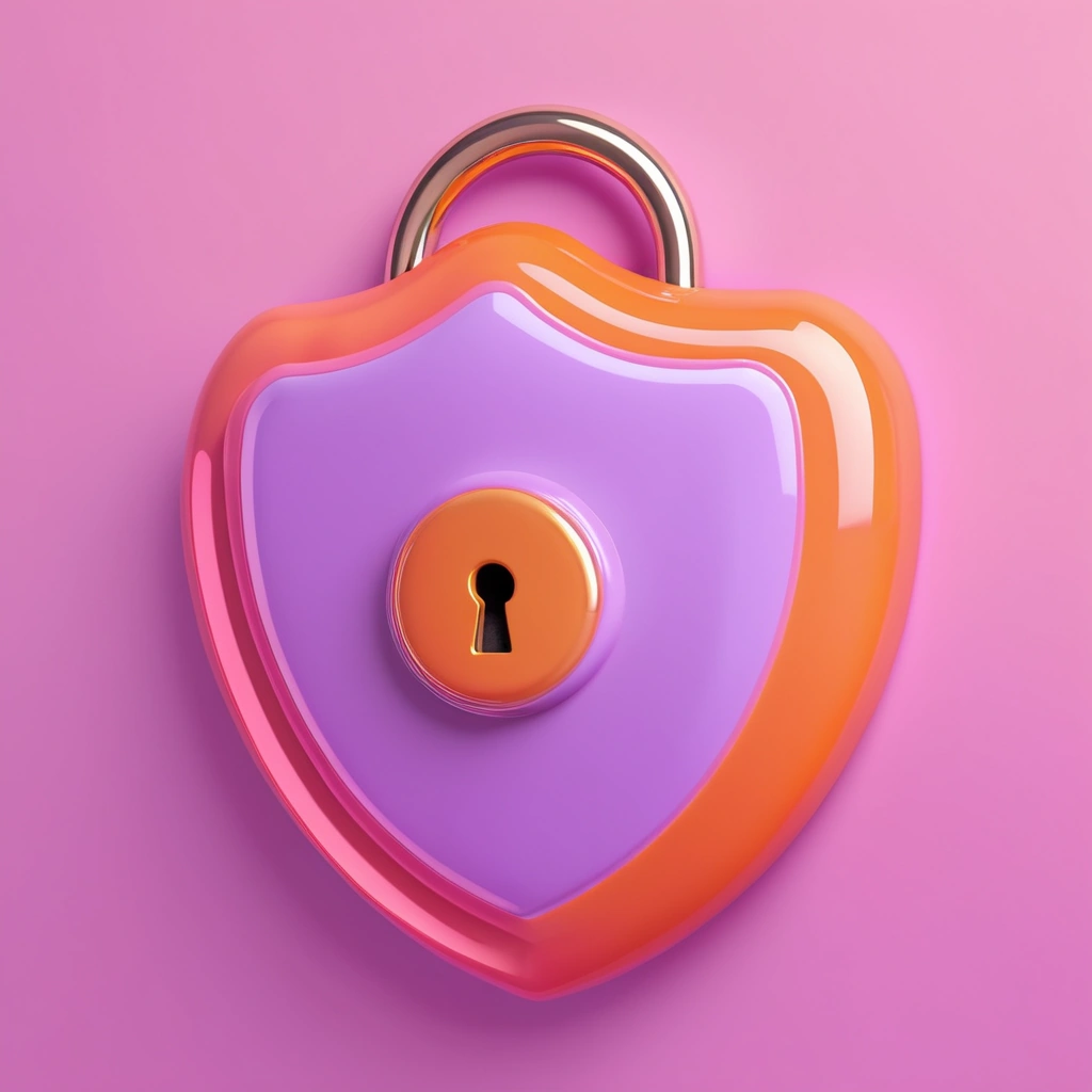 Colourful 3D shield with a padlock